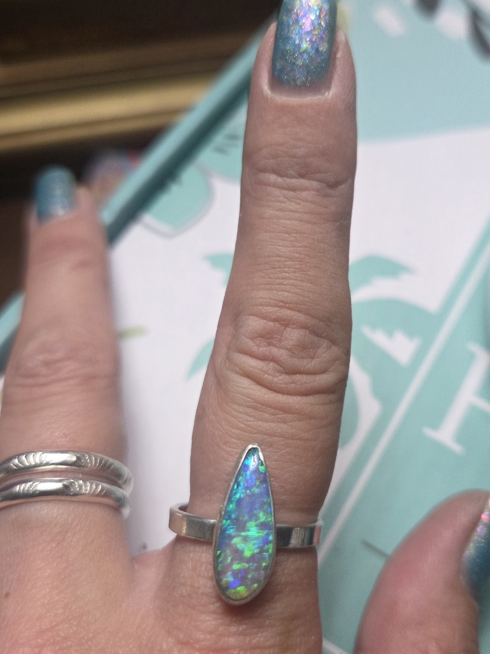 Sterling Silver Australian Opal Ring